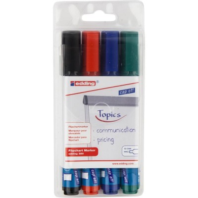 Набір маркерів для фліпчартів Flipchart (4 кольори) E-380/4/BL