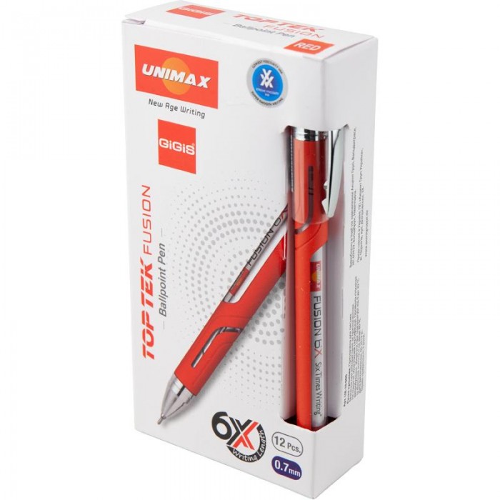 Ручка кулькова Top Tek Fusion (червоний) ux-10 000-06 (Пише у 6 разів довше)