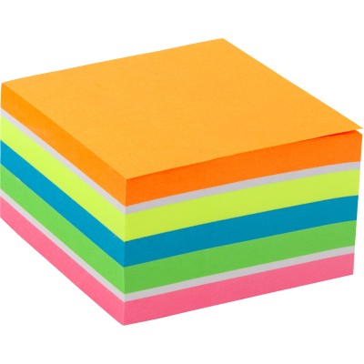 Блок бумаги с липким слоем, 75x75 мм, 450л, неоновые цвета