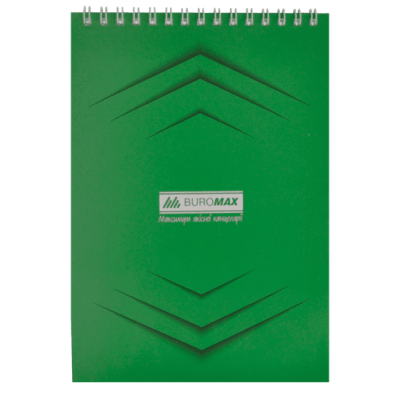 Блокнот А5, 48 листов (верхняя спираль) Jobmax, зеленый