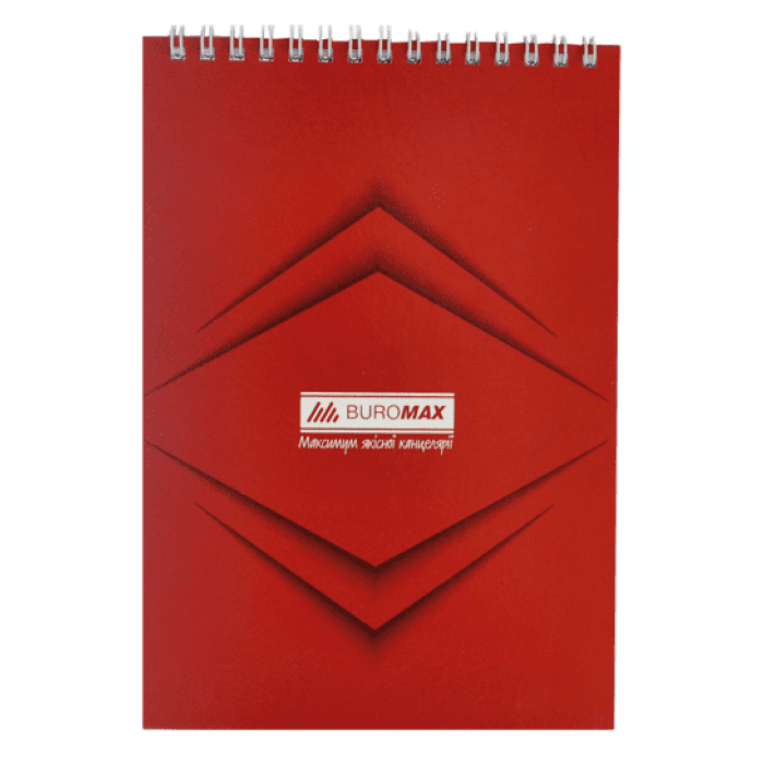 Блокнот А5, 48арк, клітинка (верхня спіраль) Jobmax, червоний  