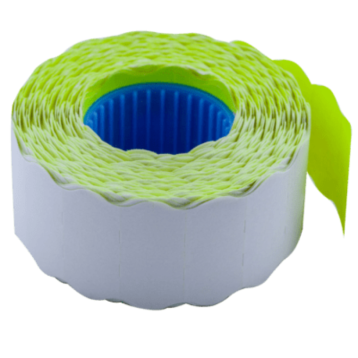 Цінник фігурний, внутрішня намотка 26х12мм (жовтий) 1000шт./12м