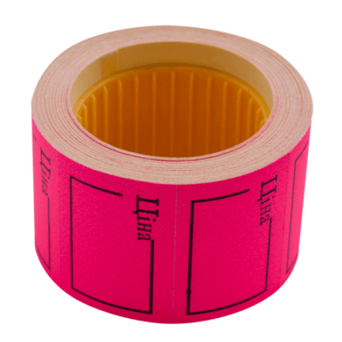 Цінник прямокутний, зовнішня намотка 35х25мм "ЦІНА"(малиновий) 240шт./6м