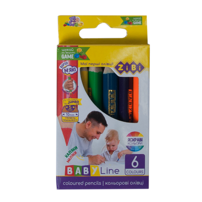 Олівці кольорові JUMBO Mini з чинкою  (6 кольорів)  ZB.2450