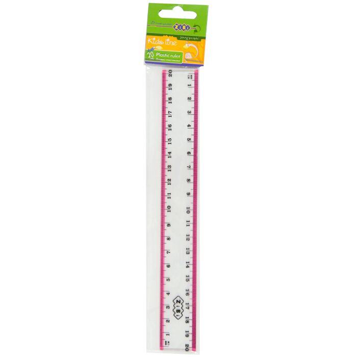 Линейка пластиковая 20см (с розовой полосой) ZB.5610-10