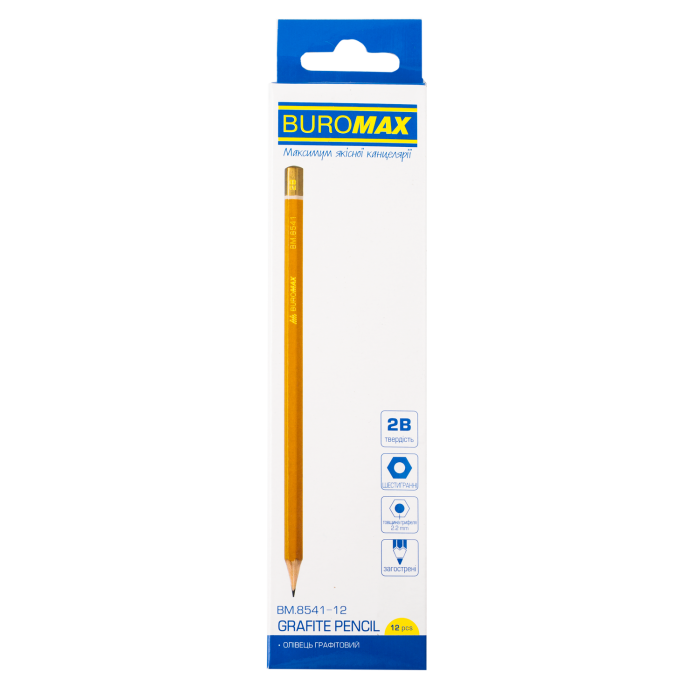Олівець графітний Professional без гумки 2В (12шт/пак)
