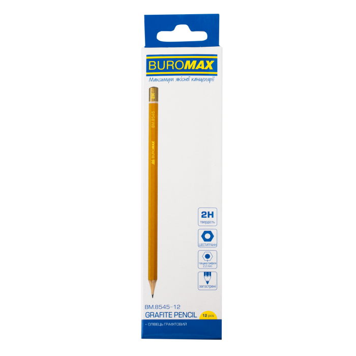 Олівець графітний Professional без гумки 2Н (12шт/пак)