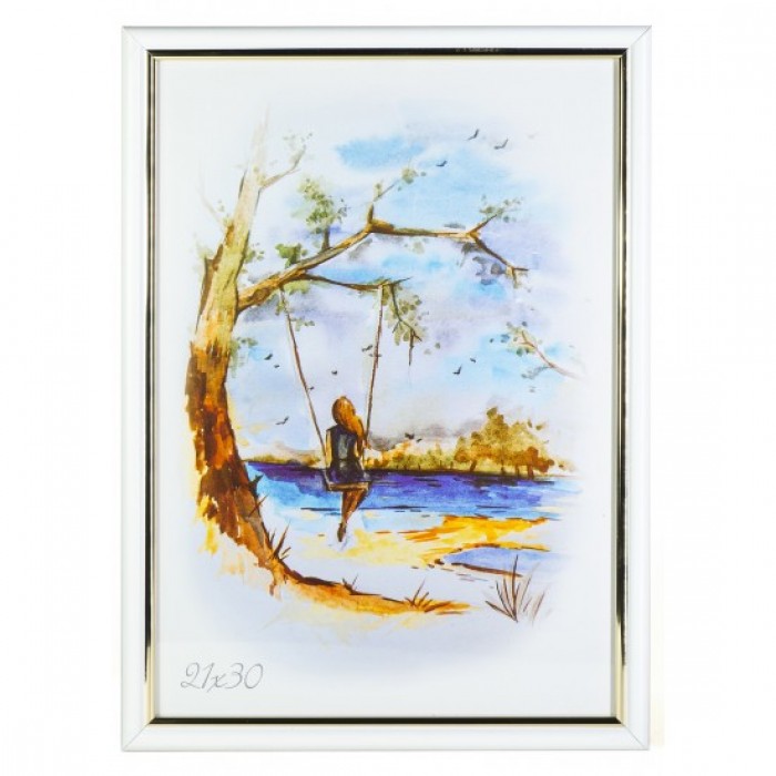 Фоторамка 21х30см. (білий з золотом)