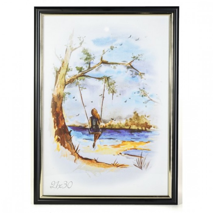 Фоторамка 21х30см. (чорний з золотом)