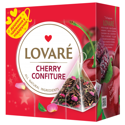 Чай Lovare Cherry Confiture, пакет (2гх15п) бленд чорного та зеленого