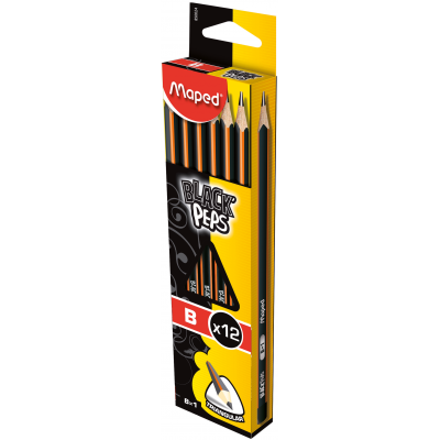 Карандаш графитный без ластика Black Peps В, 12шт/упак