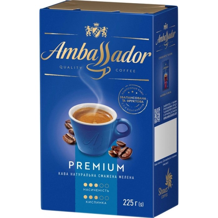 Кофе молотый Ambassador Premium 225г.