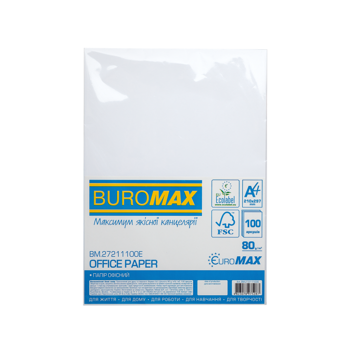 Папір офісний Buromax А4, 80г/м2, (100арк)