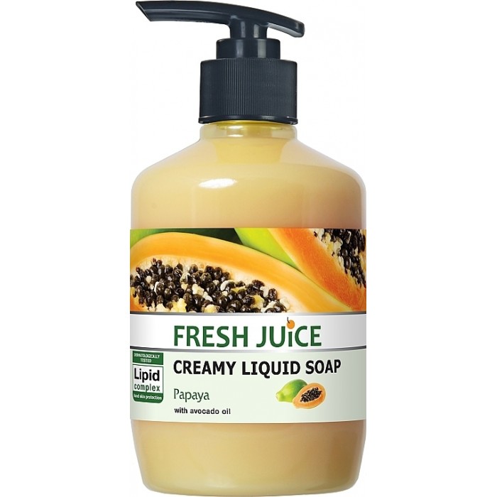 Крем-мило рідке FRESH JUICE 460мл. зі зволожуючим молочком (авокадо і папайа)