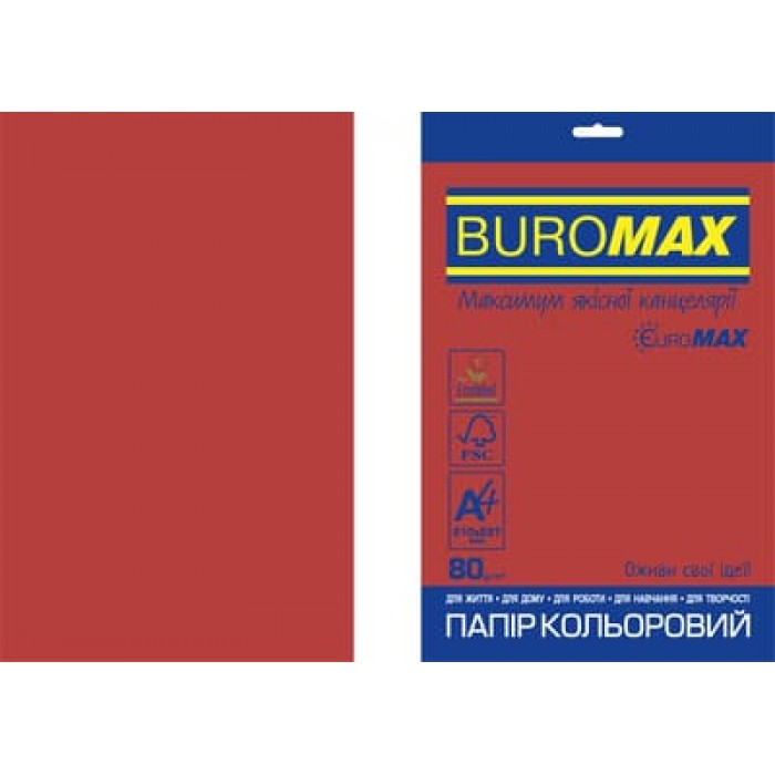 Бумага цветная Euromax Intensiv (красный) А4, 80г/м2, 20л.