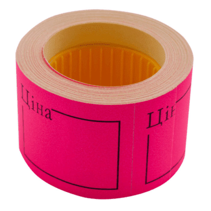 Цінник прямокутний, зовнішнє намотування 50х40мм "Ціна"(малиновий) 150шт./6м