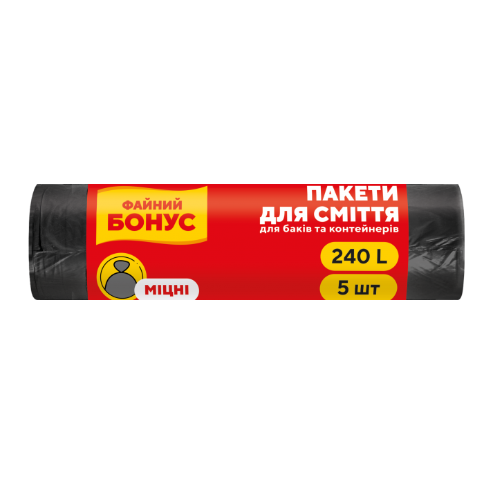 Пакеты для мусора 90х125см, 240л. 5шт. Файний Бонус