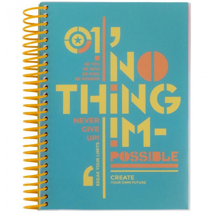 Блокнот на пружині з розділювачами А5, 120арк. (клітинка) бірюзовий