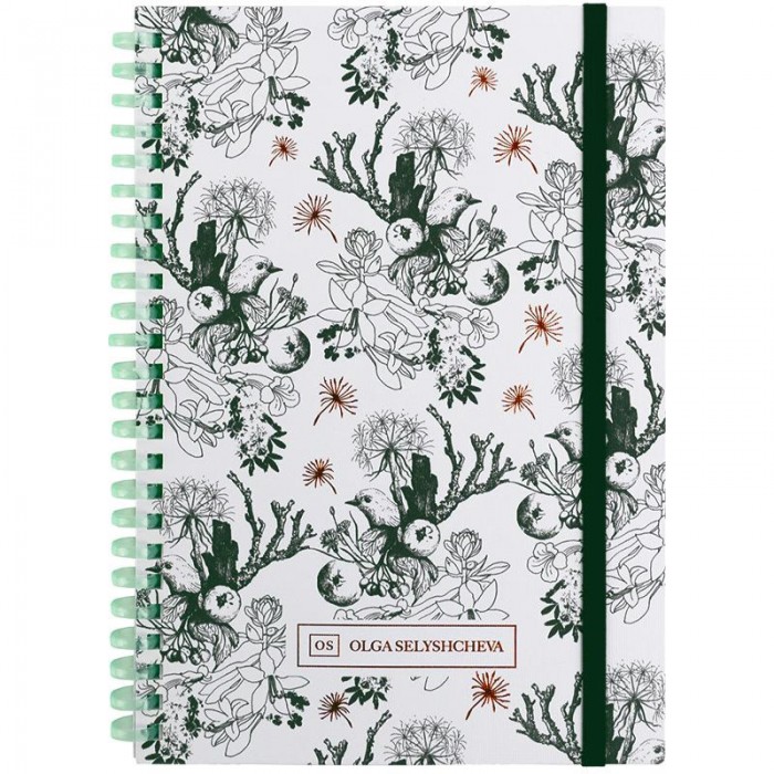 Блокнот OS Green birds А5, 80л. (боковая спираль) клетка 8471-3-A-OS
