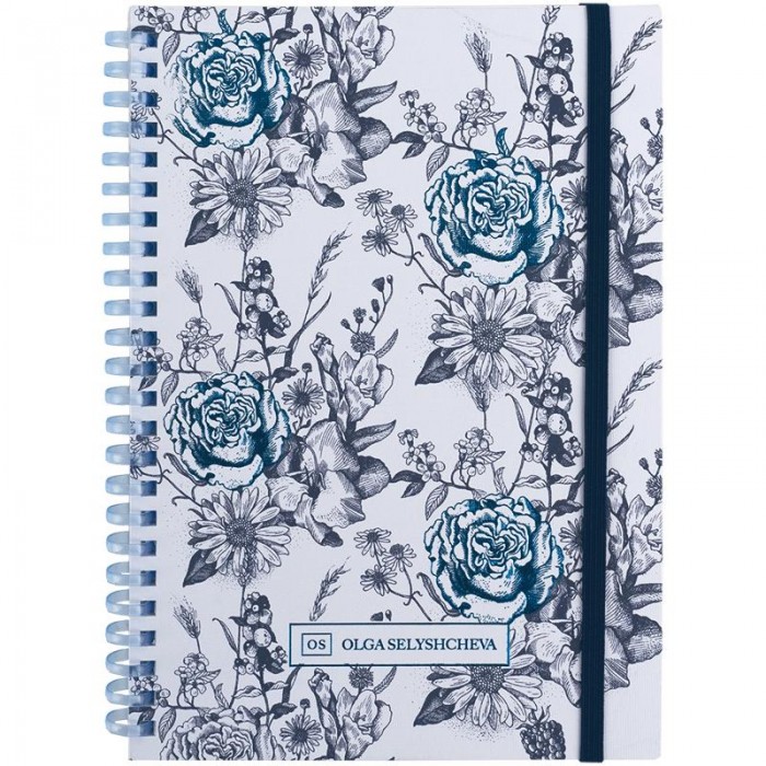 Блокнот OS Blue garden А5, 80л. (боковая спираль) клетка 8471-4-A-OS