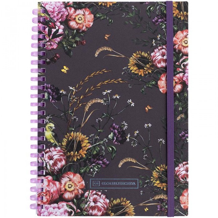 Блокнот OS Purple field А5, 80л. (боковая спираль) клетка 8471-6-A-OS