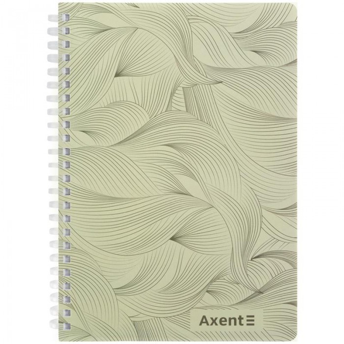 Блокнот для записей, пласт.обл. А5, 80л. (боковая спираль) клетка, зеленый