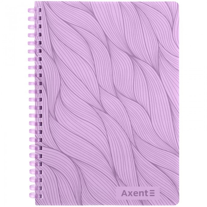 Блокнот для записей, пласт.обл. А5, 80л. (боковая спираль) клетка, сиреневый