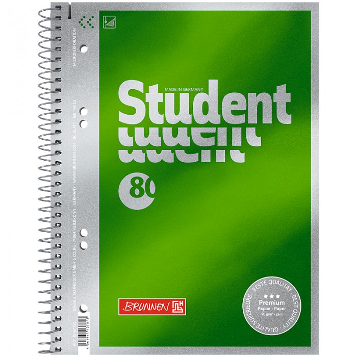 Коледж-блок Premium зелений, нелін., 80арк. А5