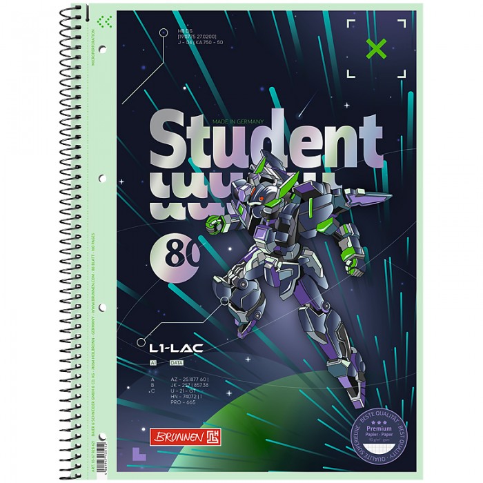 Коледж-блок Premium DUO, клітинка, 80л. А4