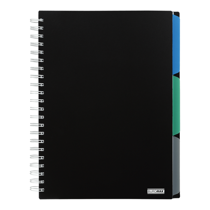 Зошит на пружині з разділювачами Classic А4, 120арк. (клітинка) чорний