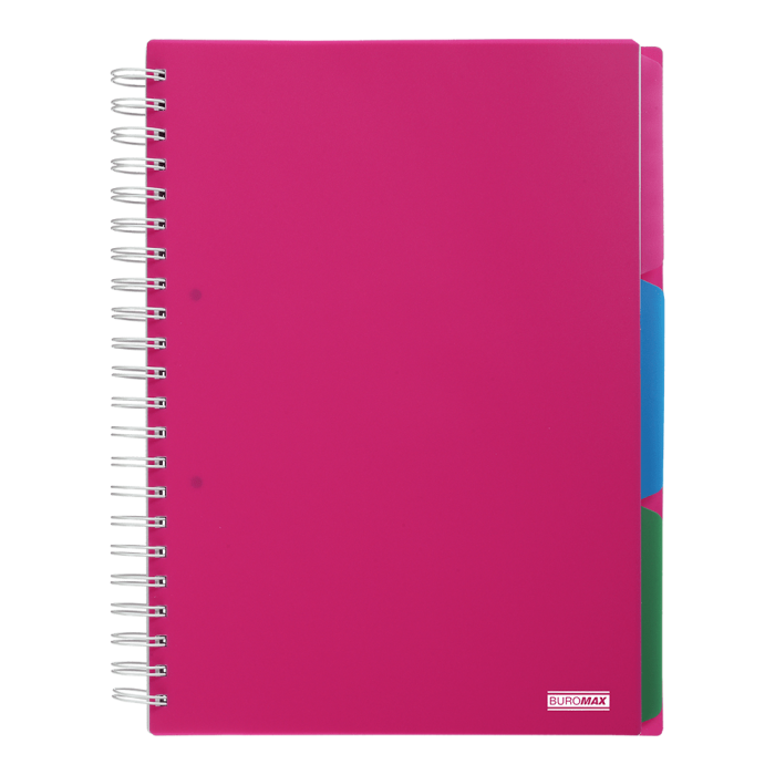 Зошит на пружині з разділювачами Bright А4, 120арк. (клітинка) рожевий