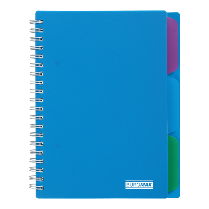 Зошит на пружині з разділювачами Bright В6, 100арк. (клітинка) синий