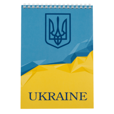 Блокнот Ukraine А5, 48 аркушів (верхня спіраль) клітинка, блакитний
