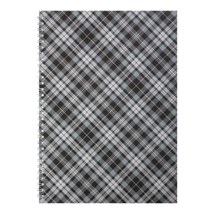 Тетрадь канцелярская Шотландка А4, 48 листов, серый (боковая спираль) BM.2590-09