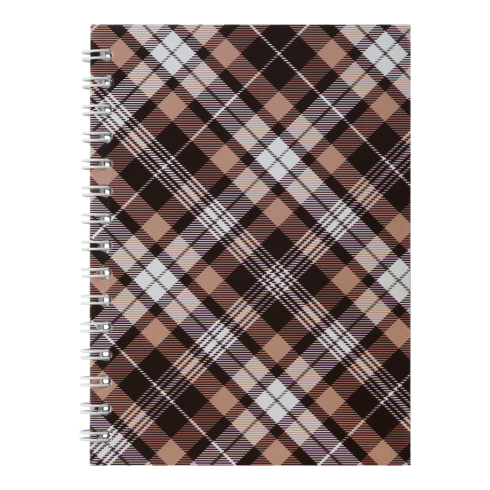 Блокнот Шотландка А6, 48арк, клітинка (бічна спіраль) коричневий