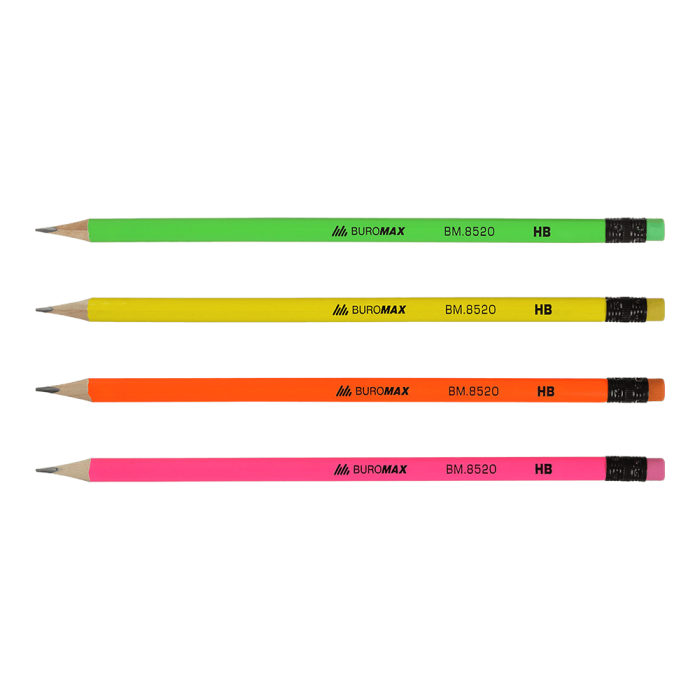 Олівець графітний з гумкою НВ Неон bm.8520