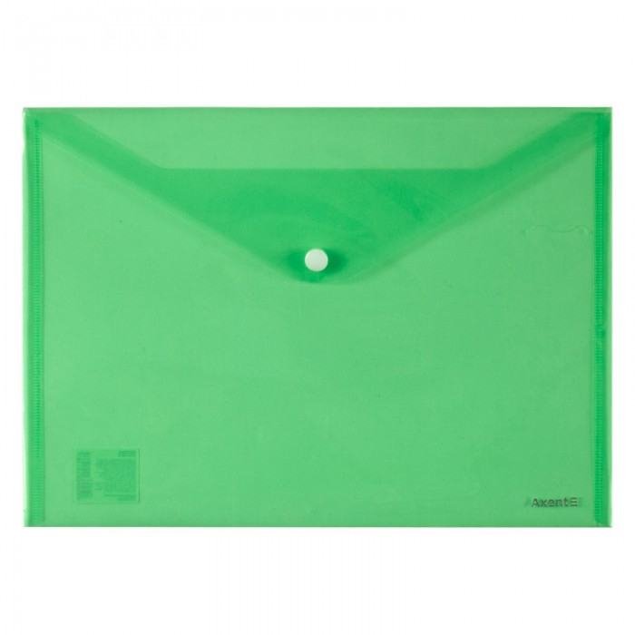 Папка на кнопці, прозора А4 (зелений) 1402-25-A