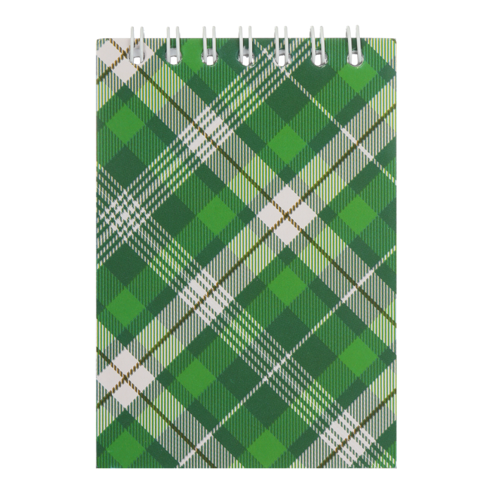 Блокнот А7, 48 аркушів (верхня спіраль) клітинка, зелений