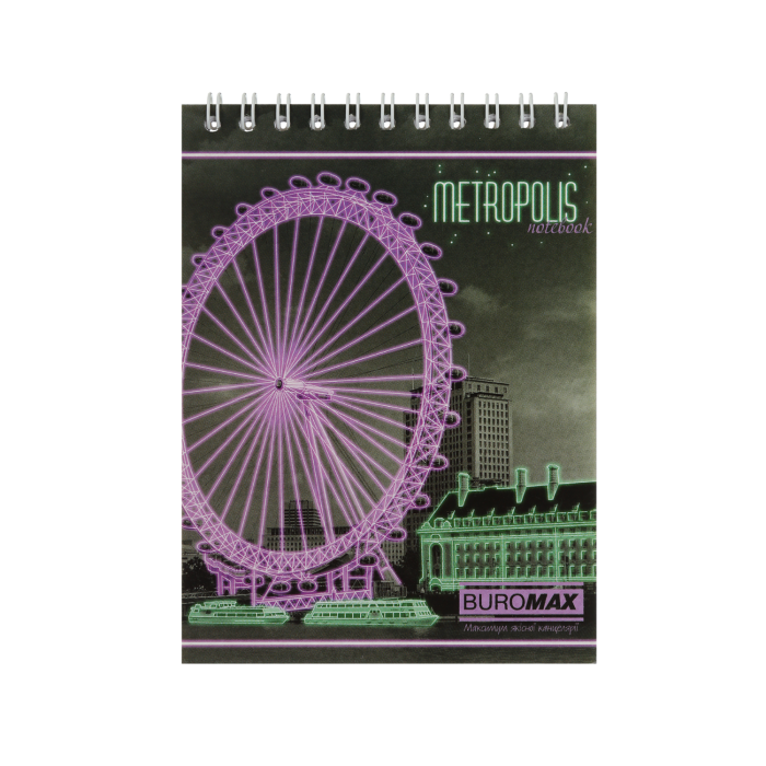 Блокнот Metropolis А6, 48 листов (верхняя спираль) клетка, салатовый