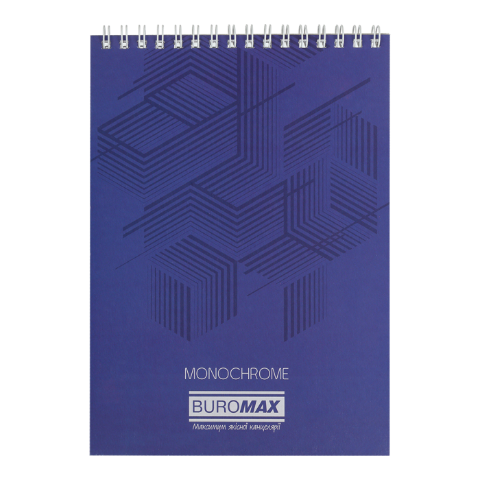 Блокнот А5, 48л, клетка (верхняя спираль) Monochrome Jobmax, синий