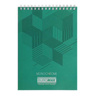 Блокнот А5, 48арк, клітинка (верхня спіраль) Monochrome Jobmax, зелений