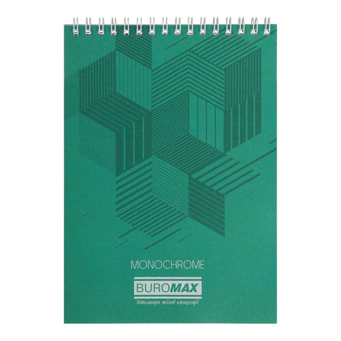 Блокнот А5, 48арк, клітинка (верхня спіраль) Monochrome Jobmax, зелений