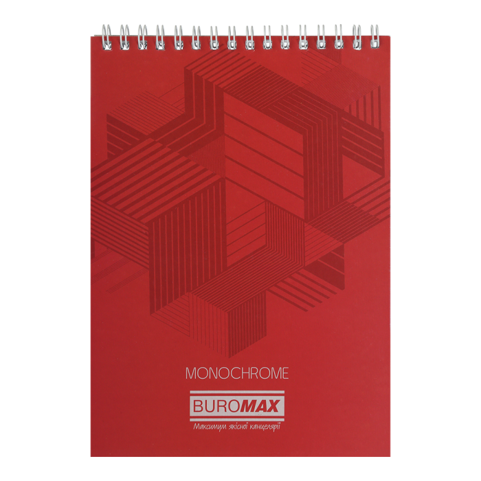 Блокнот А5, 48арк, клітинка (верхня спіраль) Monochrome Jobmax, червоний  
