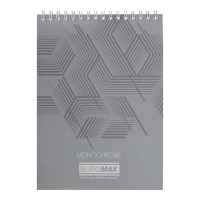 Блокнот А5, 48арк, клітинка (верхня спіраль) Jobmax, сірий