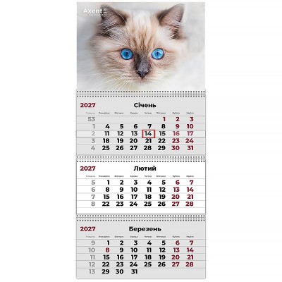 Календар квартальний 2027г (3 пружини) Cats 2