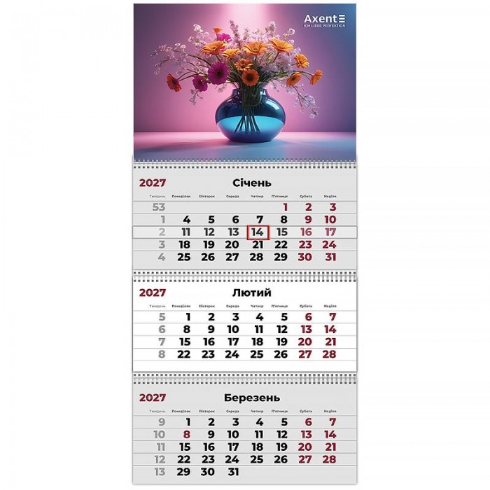 Календарь квартальный 2027г (3 пружины) Magic Flowers 3
