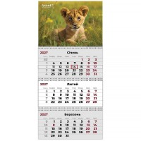 Календар квартальний 2027г (3 пружини) Animals 3