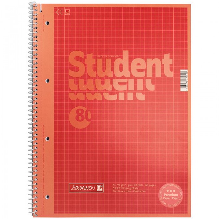 Коледж-блок Premium (червоний) клітинка, 80арк. А4