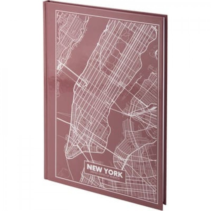 Книга канцелярская Maps New York (розово-коричневый) А4, 96 листов , клетка