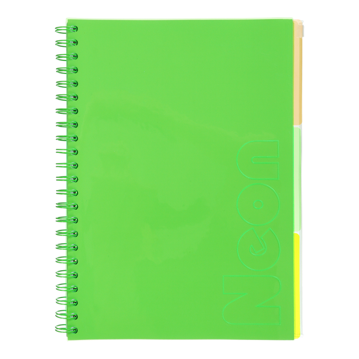 Тетрадь канцелярская Neon А4, 120л. клетка, с раздел.(зеленый) BM.24349911-04
